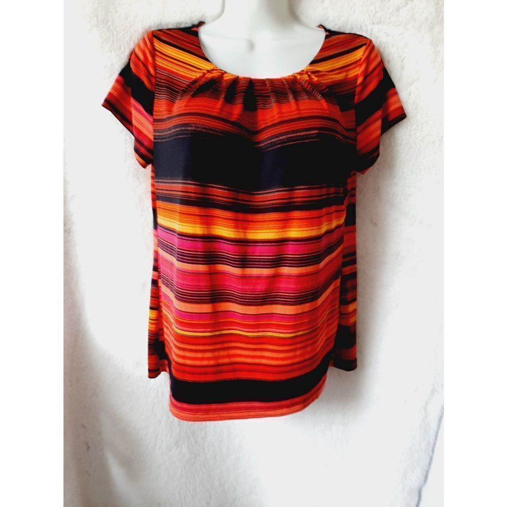 Worthington Petite Medium Red Black Stretch top